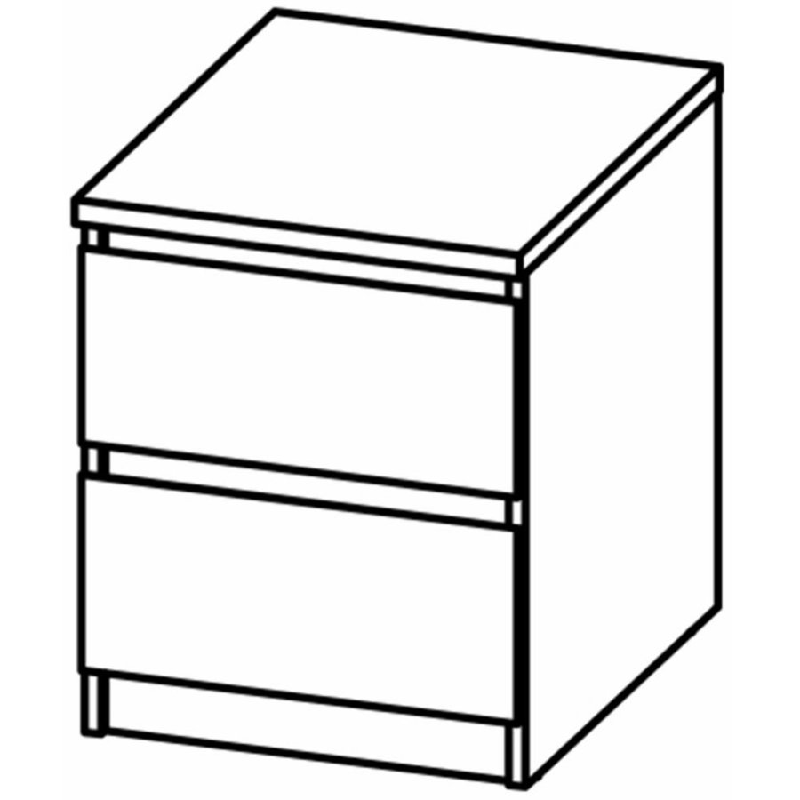 TVILUM Naia Nachttisch, m. 2 Schubladen - grau/weiße Folie und Kunststoff (40,4x50)