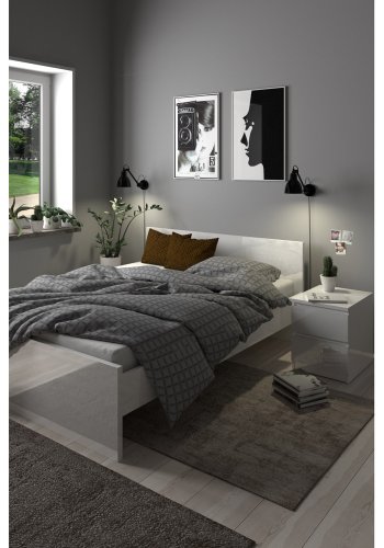 TVILUM Naia Nachttisch - weiß Hochglanz Holz, mit 2 Schubladen