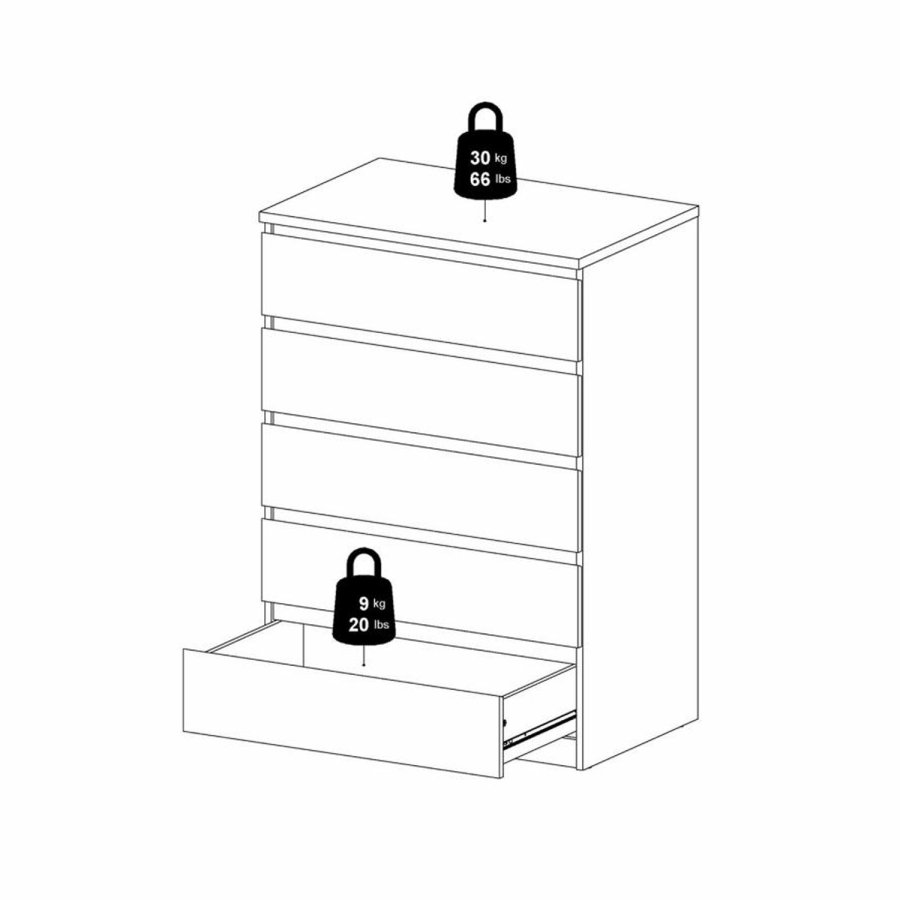 TVILUM Naia kommode, m. 5 skuffer - sort folie og plastik