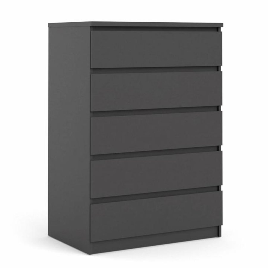 TVILUM Naia kommode, m. 5 skuffer - sort folie og plastik