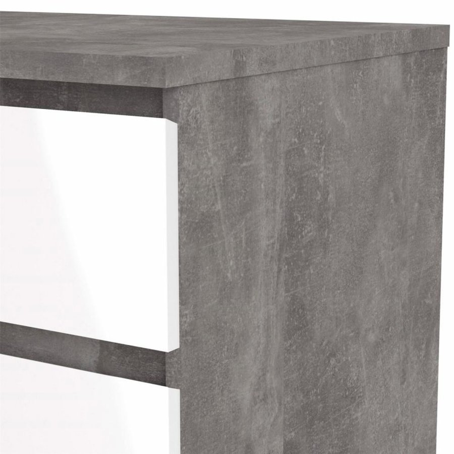 TVILUM Naia Kommode, m. 5 Schubladen - weiß/graue Folie und Kunststoff