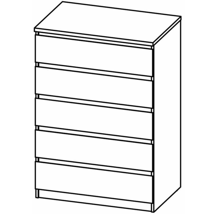 TVILUM Naia Kommode, m. 5 Schubladen - weiß/graue Folie und Kunststoff