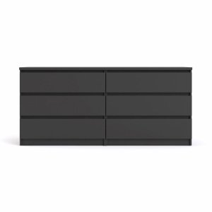 TVILUM Naia dobbelt kommode, m. 6 skuffer - sort folie og plastik