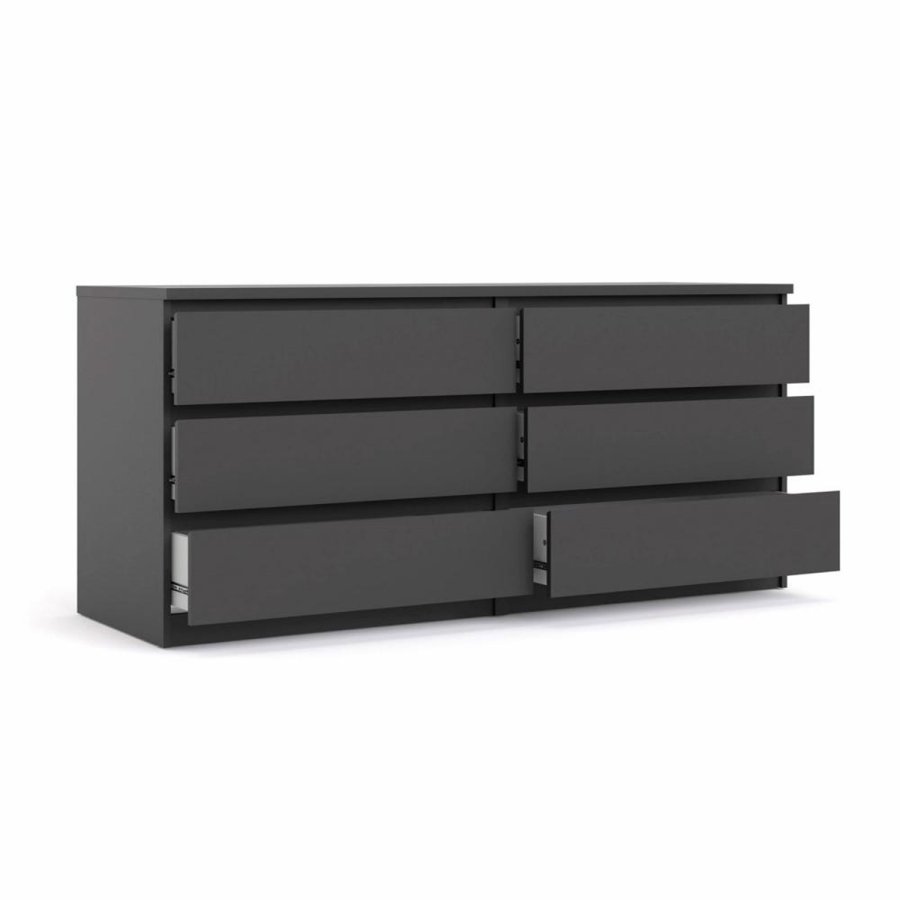 TVILUM Naia dobbelt kommode, m. 6 skuffer - sort folie og plastik