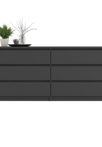 TVILUM Naia dobbelt kommode, m. 6 skuffer - sort folie og plastik