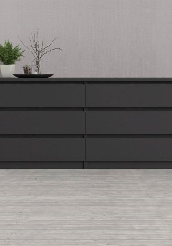 TVILUM Naia dobbelt kommode, m. 6 skuffer - sort folie og plastik