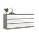 TVILUM Naia Doppelkommode, m. 6 Schubladen - grau/weiße Folie und Kunststoff