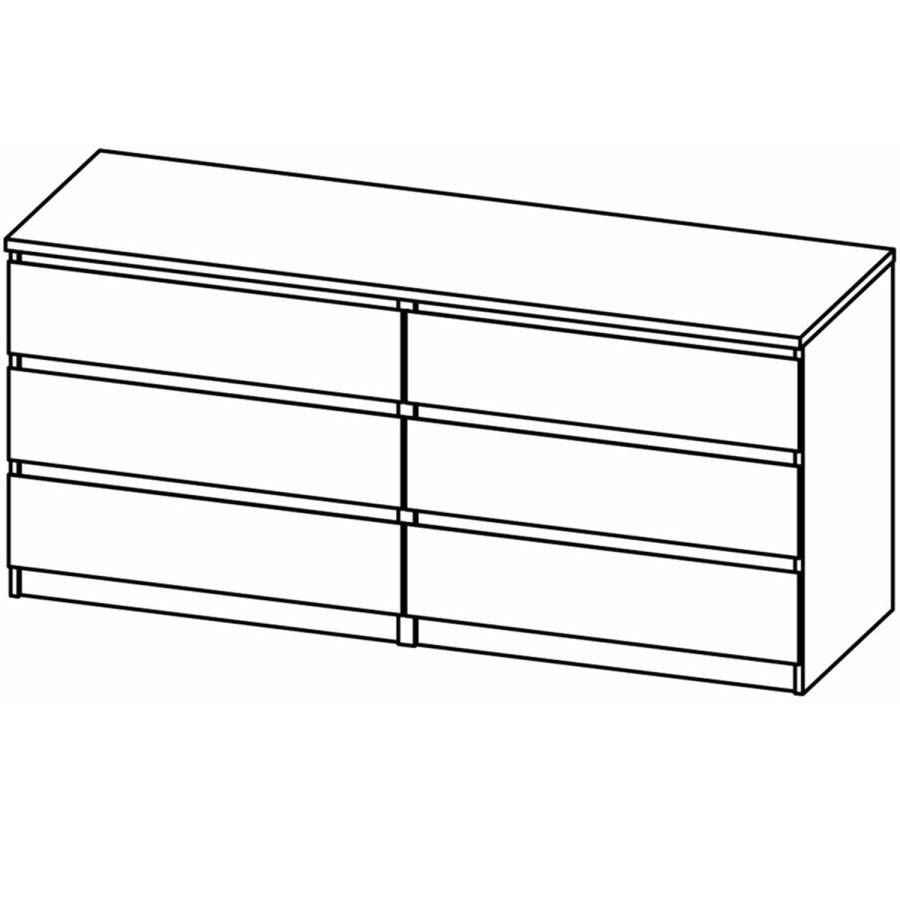 TVILUM Naia Doppelkommode, m. 6 Schubladen - grau/weiße Folie und Kunststoff