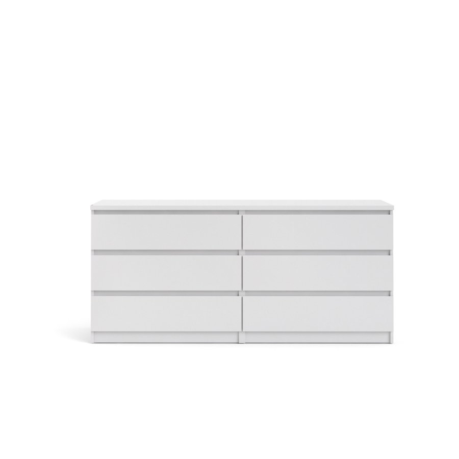 TVILUM Naia Kommode - weiß Hochglanz Holz, m. 6 Schubladen