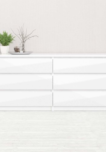 TVILUM Naia Kommode - weiß Hochglanz Holz, m. 6 Schubladen