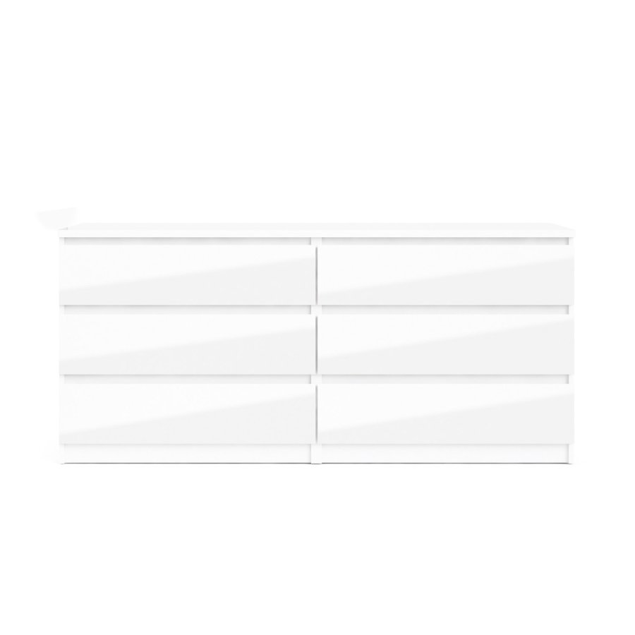 TVILUM Naia Kommode - weiß Hochglanz Holz, m. 6 Schubladen