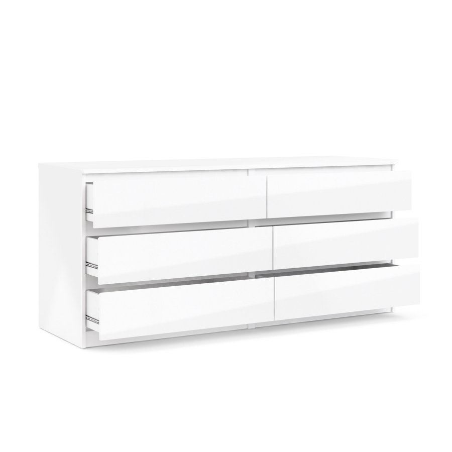 TVILUM Naia Kommode - weiß Hochglanz Holz, m. 6 Schubladen