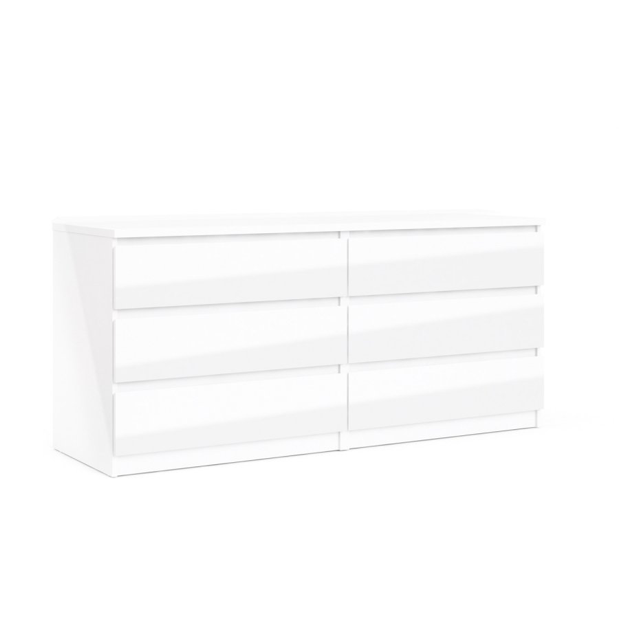TVILUM Naia Kommode - weiß Hochglanz Holz, m. 6 Schubladen