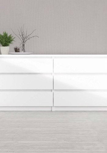 TVILUM Naia Kommode - weiß Hochglanz Holz, m. 6 Schubladen