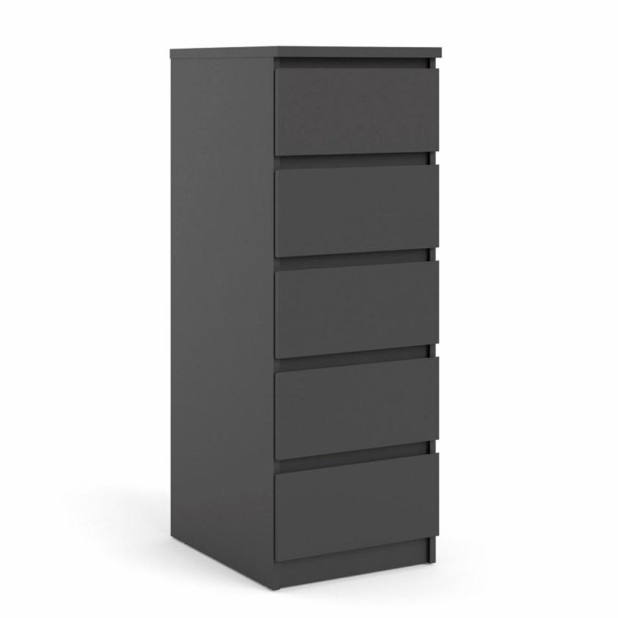 TVILUM Naia kommode, m. 5 skuffer - sort folie og plastik