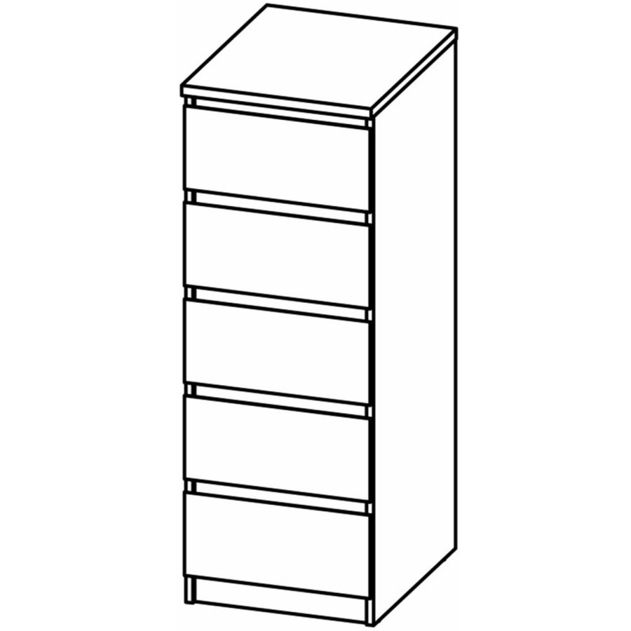 TVILUM Naia kommode, m. 5 skuffer - sort folie og plastik