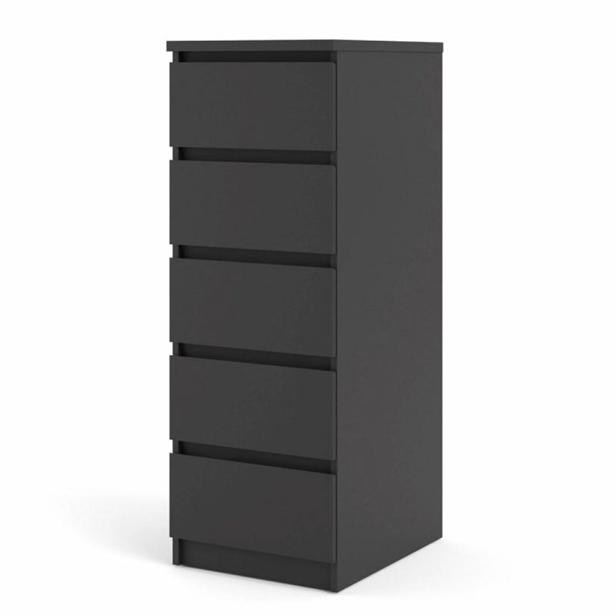 TVILUM Naia kommode, m. 5 skuffer - sort folie og plastik