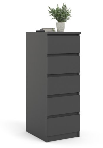 TVILUM Naia kommode, m. 5 skuffer - sort folie og plastik