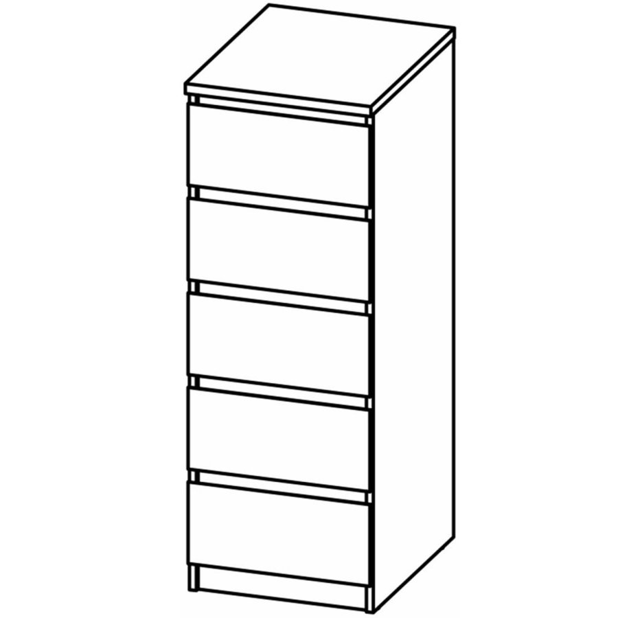 TVILUM Naia Kommode, m. 5 Schubladen - weiß/graue Folie und Kunststoff