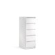 TWILUM Naia kommode - hvit hyglans tre, m. 5 skuffer, smal 
