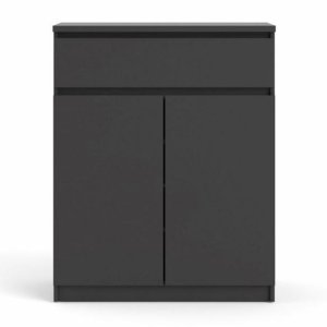 TVILUM Naia Skänk, med 2 Luckor och 1 Lda - Svart Spnskiva (80,4 x 40 cm)