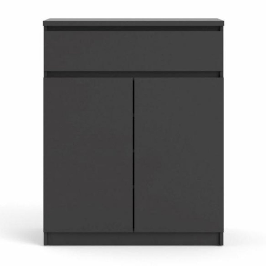 TVILUM Naia Sideboard, mit 2 Türen und 1 Schublade – schwarze Spanplatte (80,4x40)