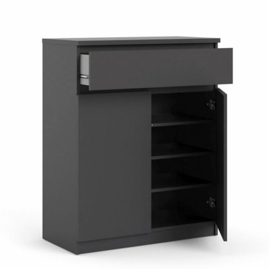 TVILUM Naia Sideboard, mit 2 Türen und 1 Schublade – schwarze Spanplatte (80,4x40)