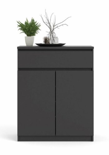 TVILUM Naia Sideboard, mit 2 Türen und 1 Schublade – schwarze Spanplatte (80,4x40)