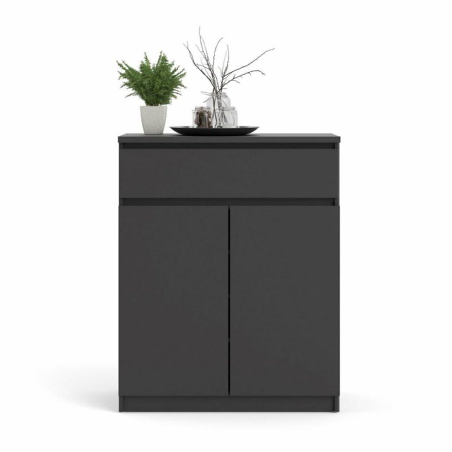 TVILUM Naia Sideboard, mit 2 Türen und 1 Schublade – schwarze Spanplatte (80,4x40)