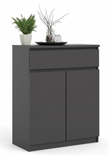 TVILUM Naia Sideboard, mit 2 Türen und 1 Schublade – schwarze Spanplatte (80,4x40)
