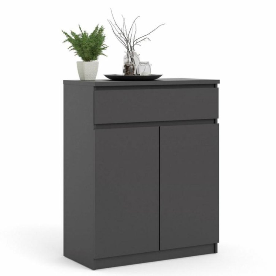 TVILUM Naia Sideboard, mit 2 Türen und 1 Schublade – schwarze Spanplatte (80,4x40)