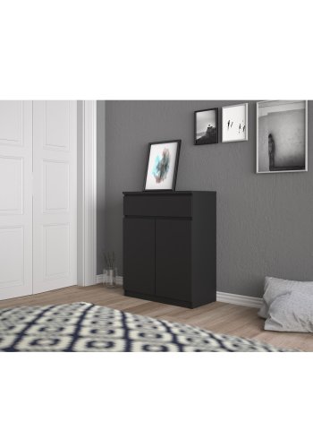 TVILUM Naia Sideboard, mit 2 Türen und 1 Schublade – schwarze Spanplatte (80,4x40)