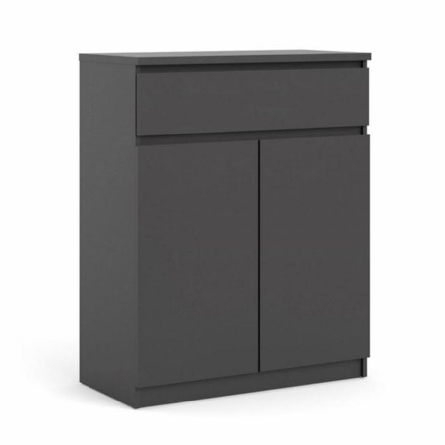 TVILUM Naia Sideboard, mit 2 Türen und 1 Schublade – schwarze Spanplatte (80,4x40)