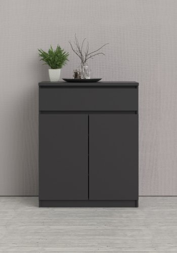 TVILUM Naia Sideboard, mit 2 Türen und 1 Schublade – schwarze Spanplatte (80,4x40)
