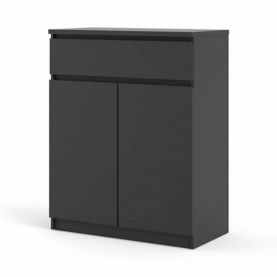 TVILUM Naia Sideboard, mit 2 Türen und 1 Schublade – schwarze Spanplatte (80,4x40)