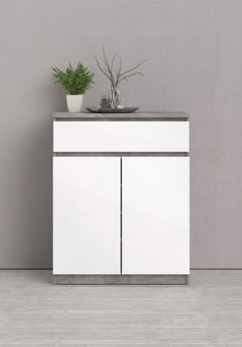 TVILUM Naia Sideboard, m. 2 Türen und 1 Schublade - grau/weiße Folie (80,4x40)