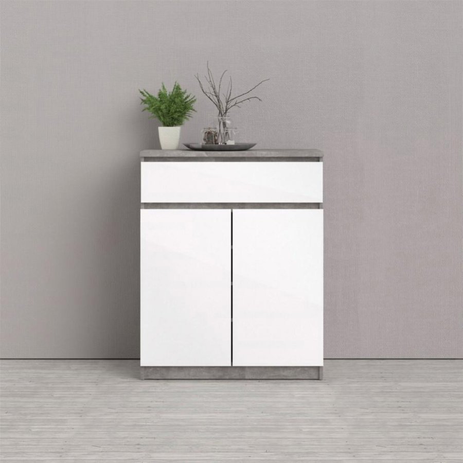 TVILUM Naia Sideboard, m. 2 Türen und 1 Schublade - grau/weiße Folie (80,4x40)