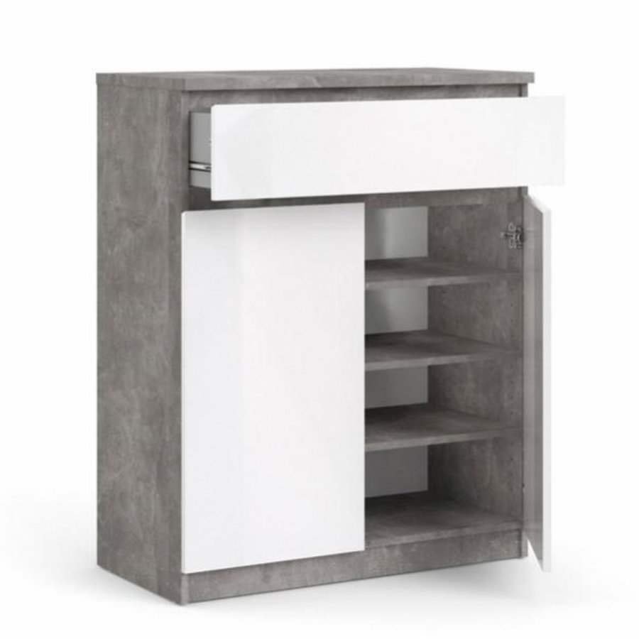 TVILUM Naia Sideboard, m. 2 Türen und 1 Schublade - grau/weiße Folie (80,4x40)