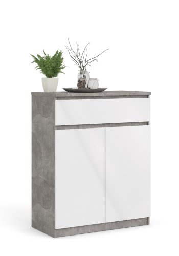 TVILUM Naia Sideboard, m. 2 Türen und 1 Schublade - grau/weiße Folie (80,4x40)