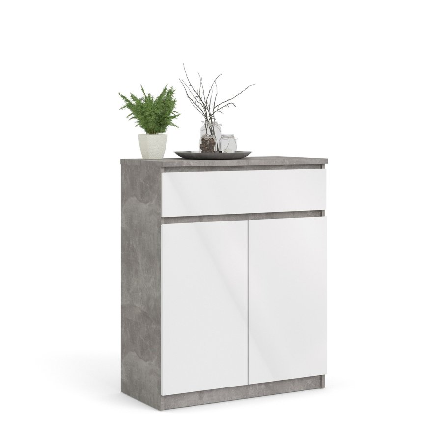 TVILUM Naia Sideboard, m. 2 Türen und 1 Schublade - grau/weiße Folie (80,4x40)