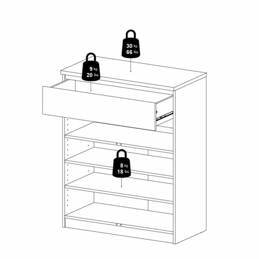TVILUM Naia Sideboard, m. 2 Türen und 1 Schublade - grau/weiße Folie (80,4x40)