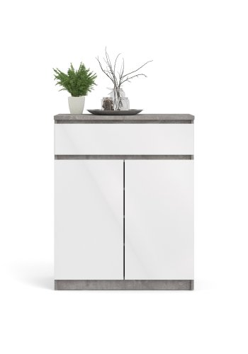 TVILUM Naia Sideboard, m. 2 Türen und 1 Schublade - grau/weiße Folie (80,4x40)
