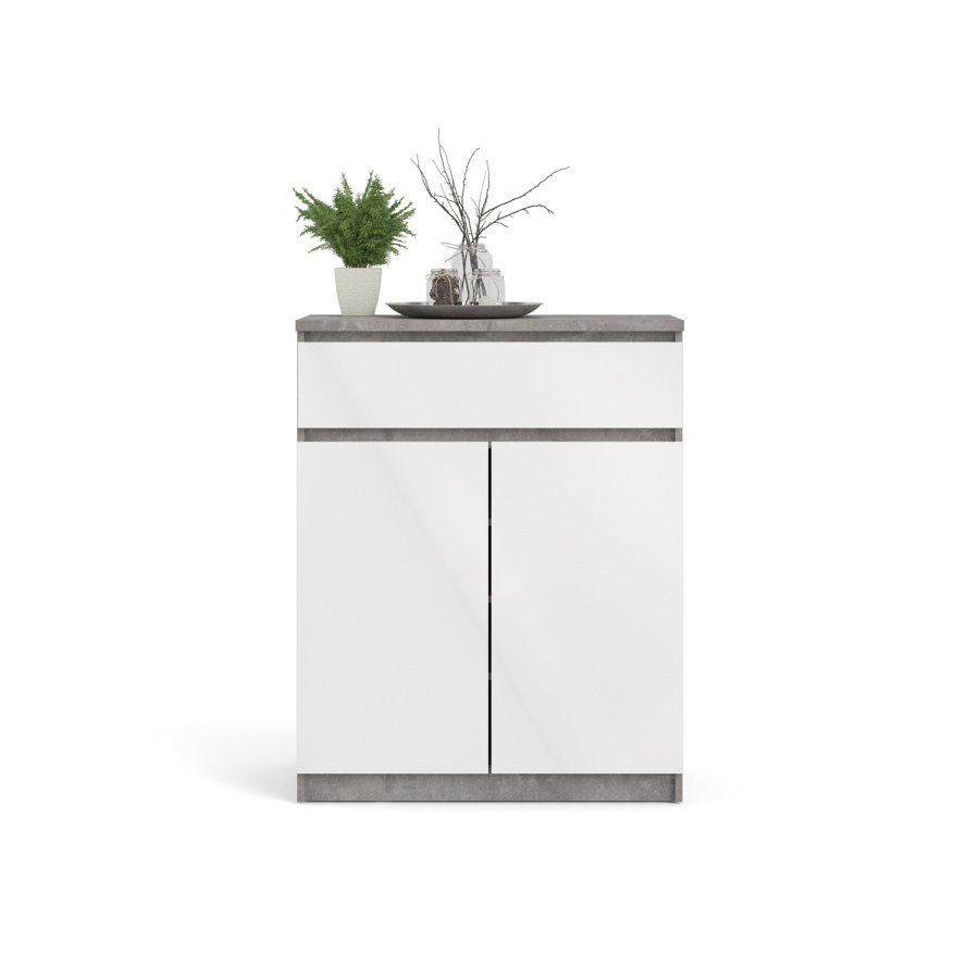 TVILUM Naia Sideboard, m. 2 Türen und 1 Schublade - grau/weiße Folie (80,4x40)
