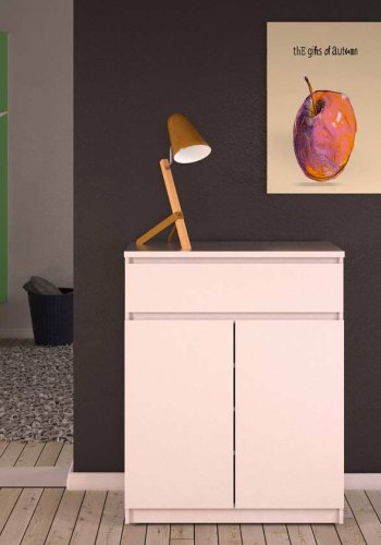 TVILUM Naia Sideboard - Holz wei Hochglanz, mit 2 Tren und 1 Schublade