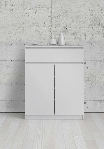 TVILUM Naia Sideboard - Holz wei Hochglanz, mit 2 Tren und 1 Schublade