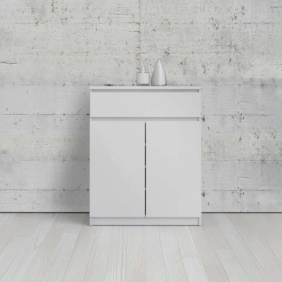 TVILUM Naia Sideboard - Holz wei Hochglanz, mit 2 Tren und 1 Schublade