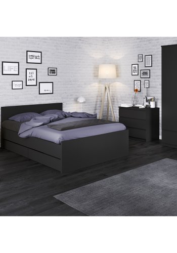 TVILUM Naia kommode, m. 3 skuffer - sort folie og plastik