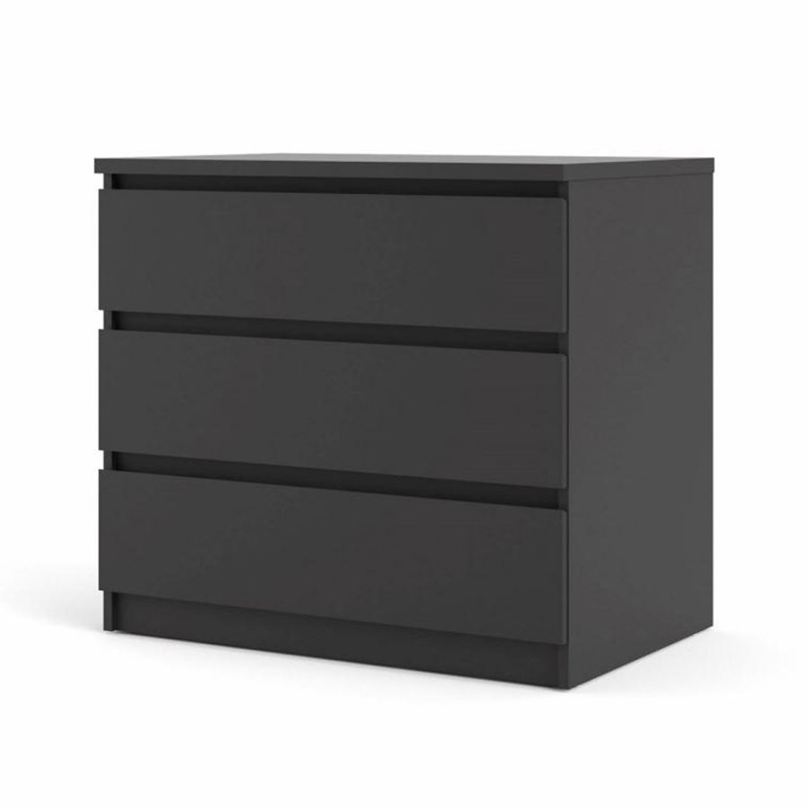 TVILUM Naia kommode, m. 3 skuffer - sort folie og plastik