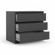 TVILUM Naia kommode, m. 3 skuffer - sort folie og plastik