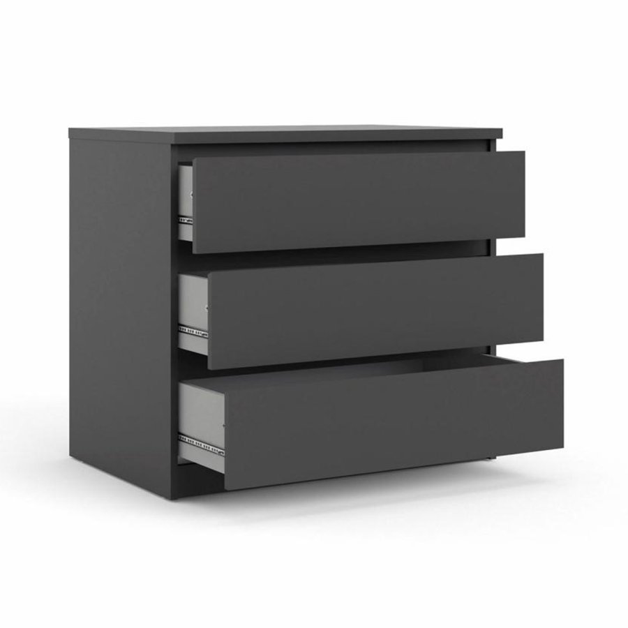 TVILUM Naia kommode, m. 3 skuffer - sort folie og plastik